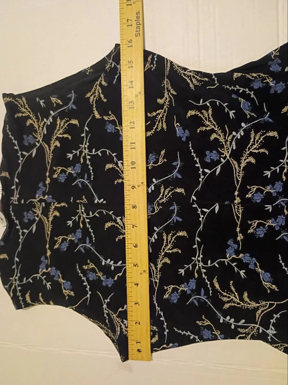 VTG Ronni Nicole Midi Dress Black with White & Light Blue Floral Print Sz 8